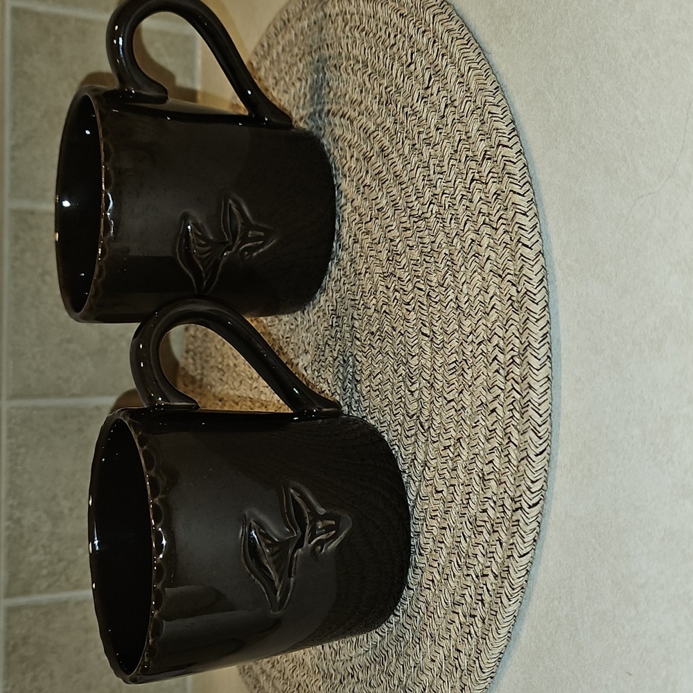 Hearth And Hand Set Of 2 Forest Brown Embossed Mushroom Mugs